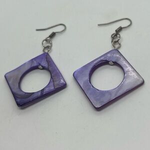 Purple Shell Square Earrings